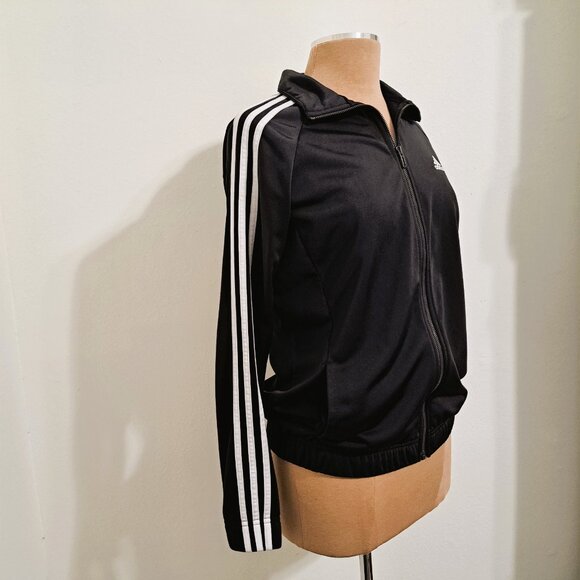 Adidas Women's Track Jacket 3S Long Sleeve Black/White Size M - Picture 5 of 10